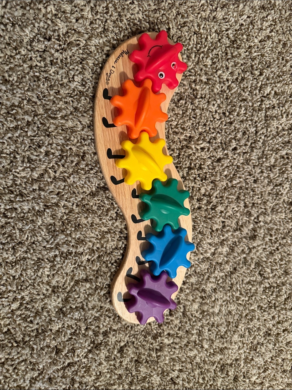 Wooden Rainbow Gear Puzzle Toy - Color Sorting & Stacking
